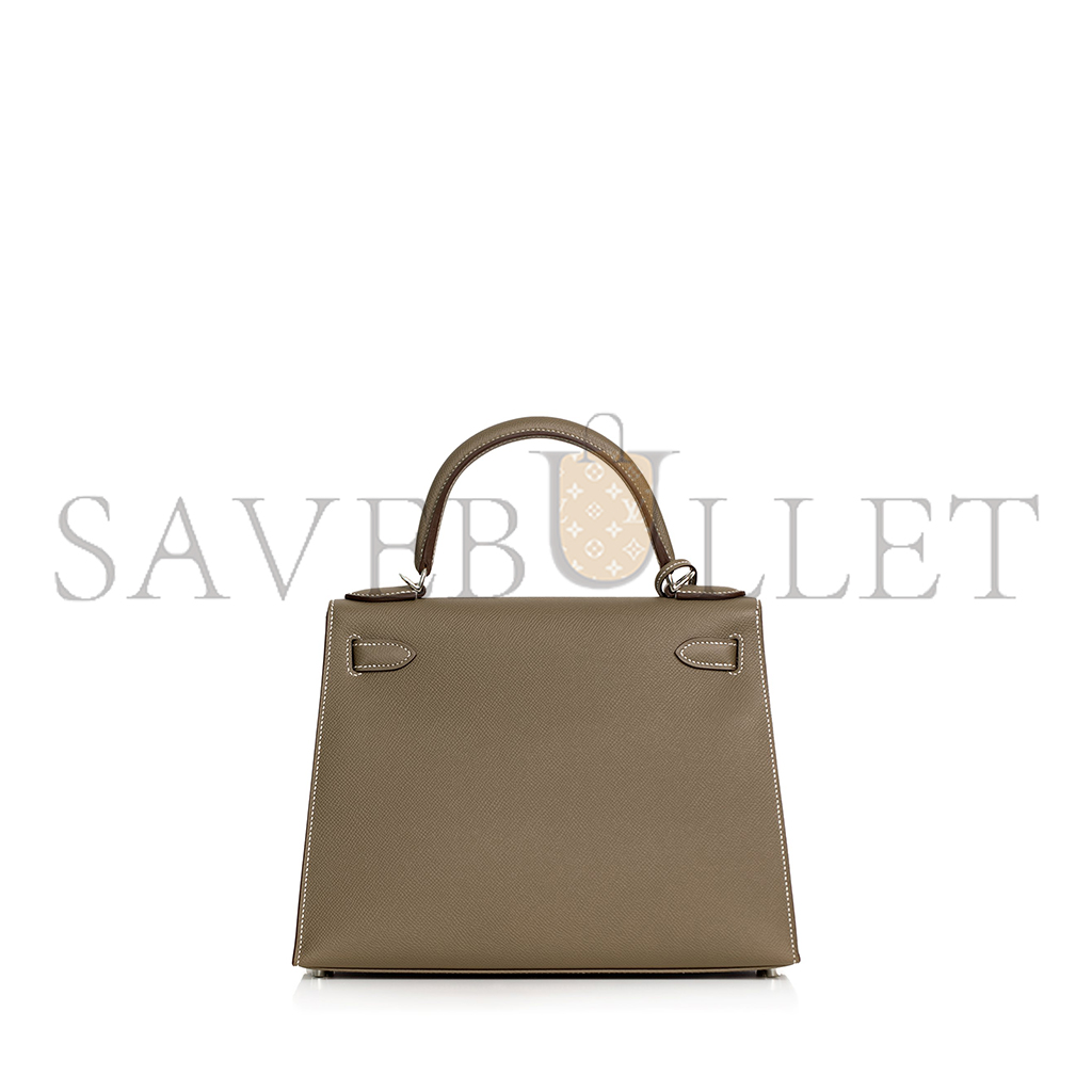 HERMÈS MASTER ETOUPE EPSOM KELLY 28 PALLADIUM HARDWARE (28*22*10cm)